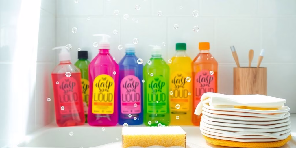 Eco washing up liquid bottles by a clean sink.